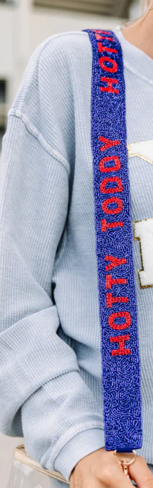 Hotty Toddy  Beaded Strap - Blue W/ Red Letters