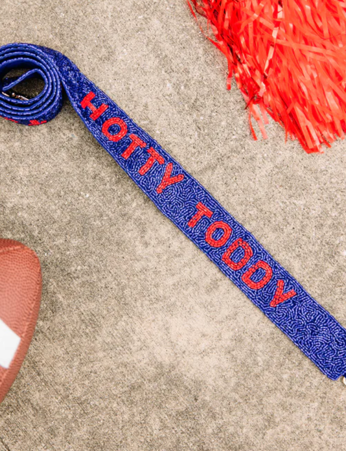 Hotty Toddy  Beaded Strap - Blue W/ Red Letters