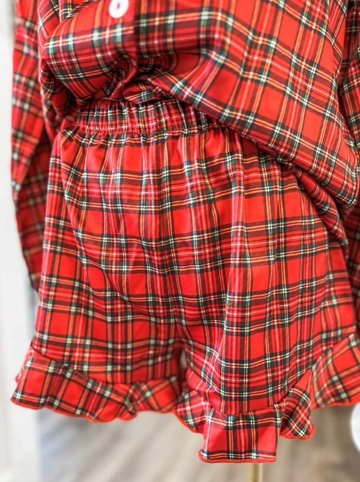Cozy Plaid Pajama Short Set