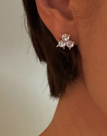 Trio Crystal Stud Earring