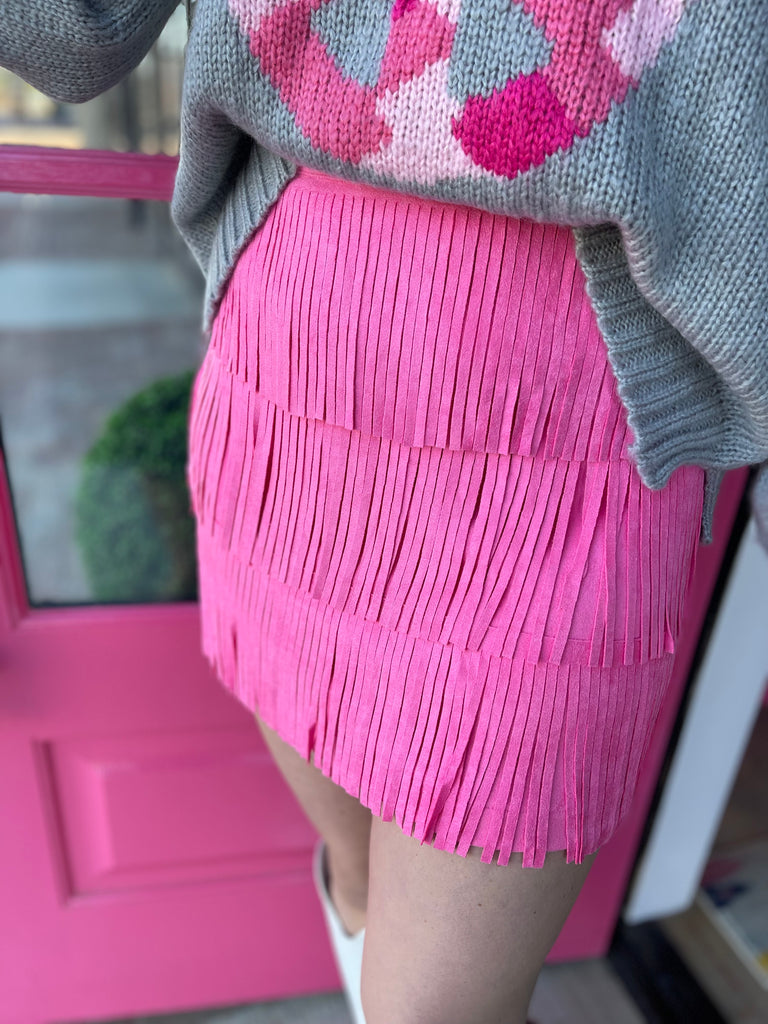 Fringed in Pink Skirt