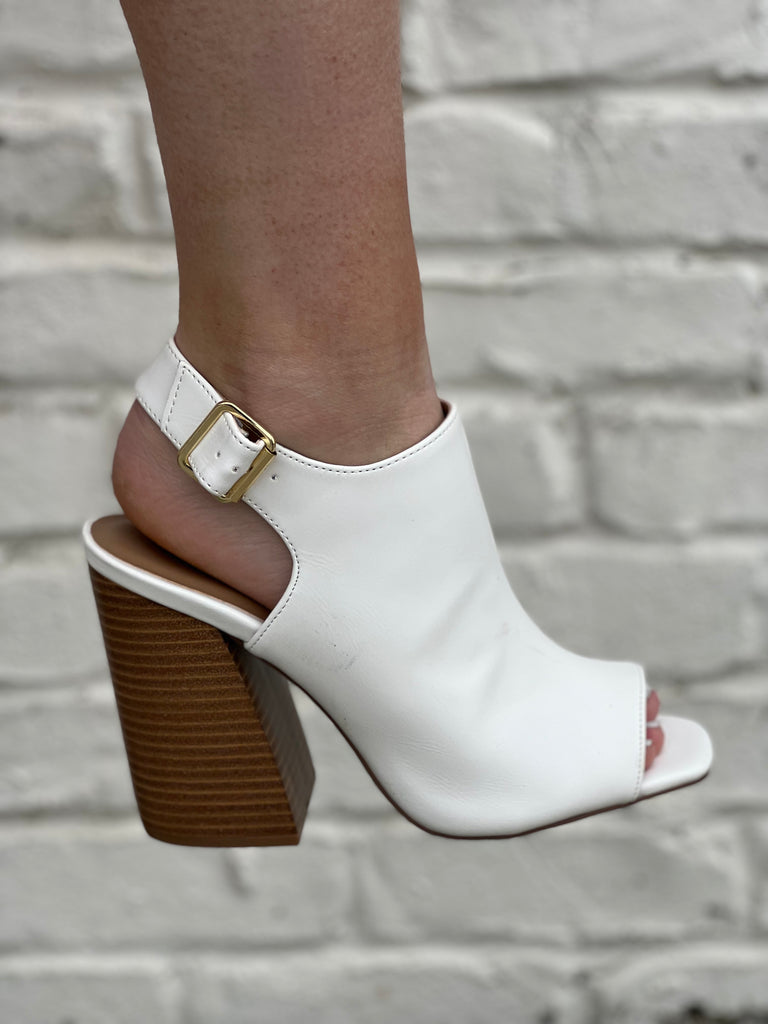 White Open-Toe Heel