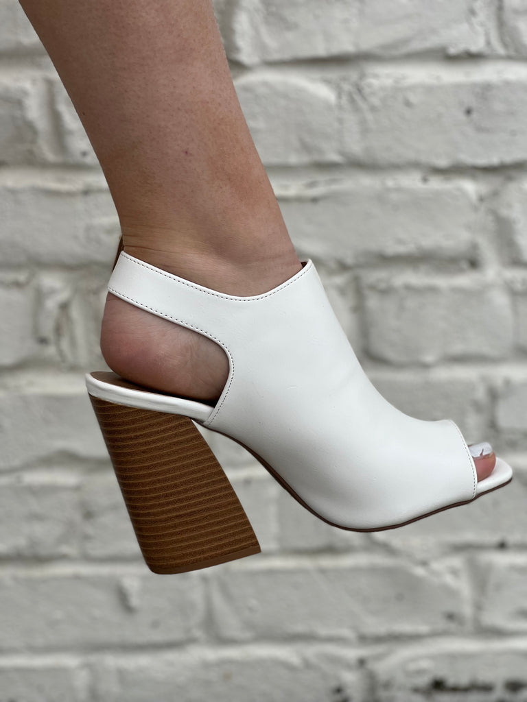 White Open-Toe Heel