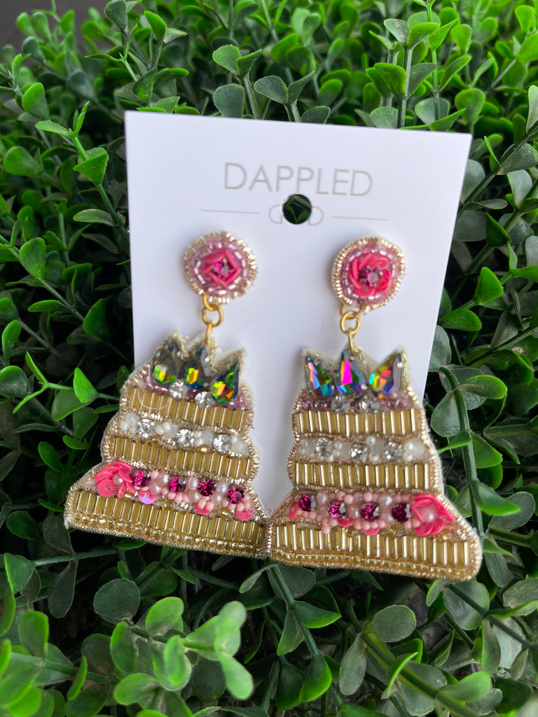Beaded and Sequin Cake Earrings