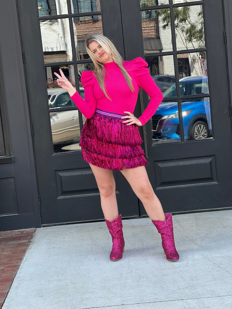 Sparkle City Tinsel Skirt-Pink