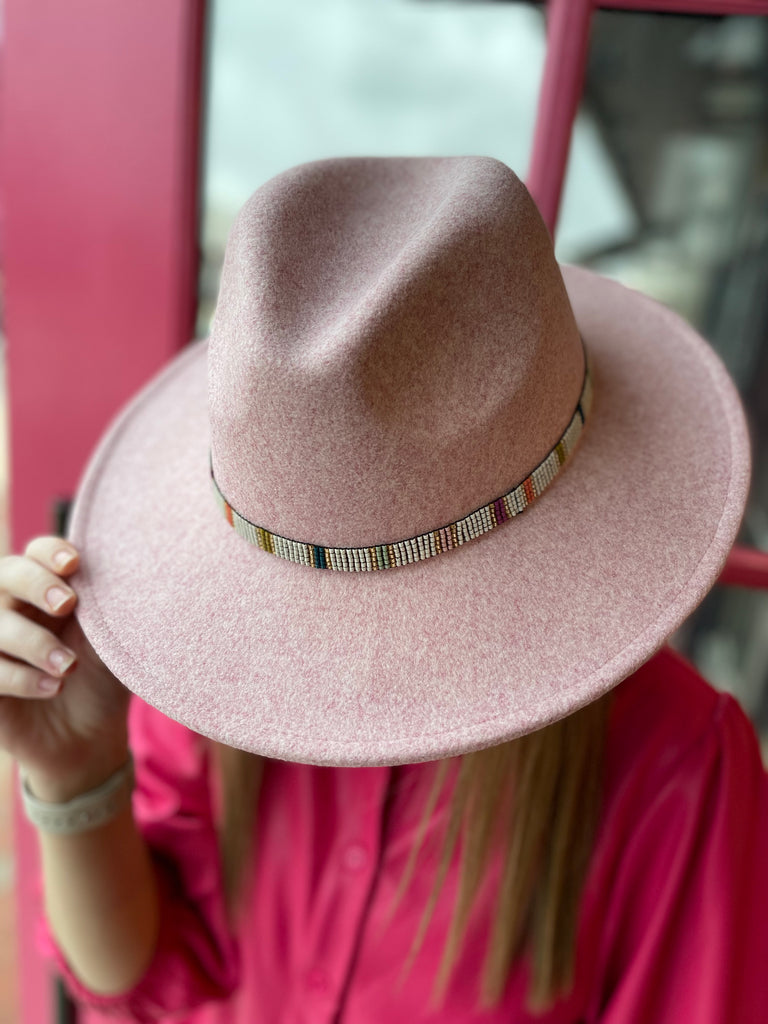 Thin Beaded Hat Band-Colorful Stripes