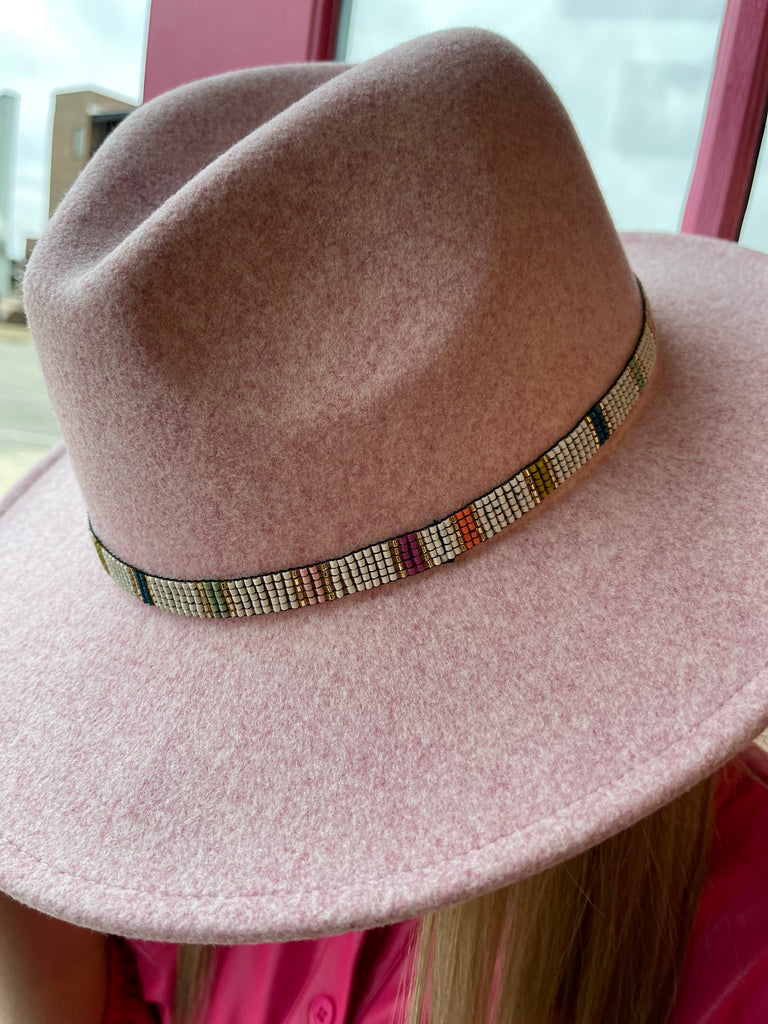 Thin Beaded Hat Band-Colorful Stripes