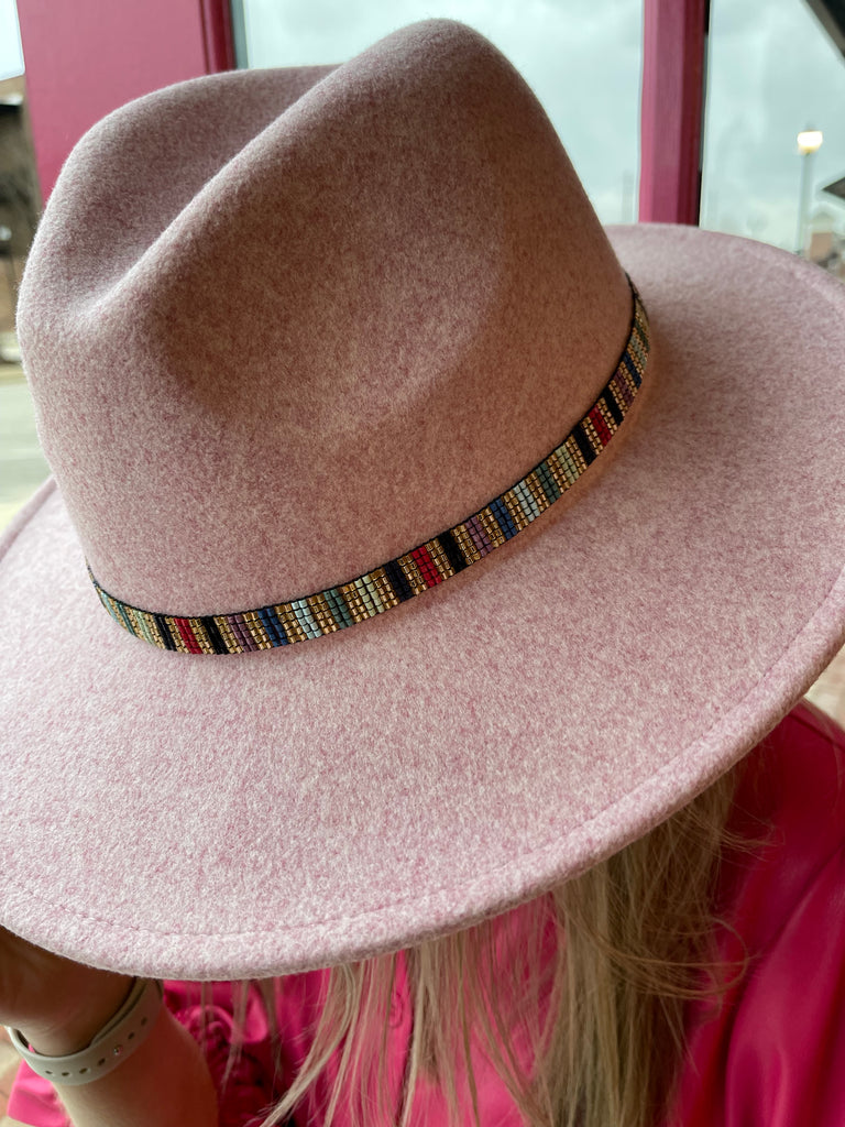 Thin Beaded Hat Band-Multi Stripe