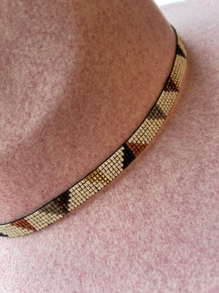 Thin Beaded Hat Band-Triangle Design