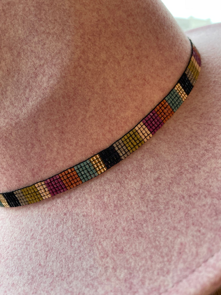 Thin Beaded Hat Band-Colorblock