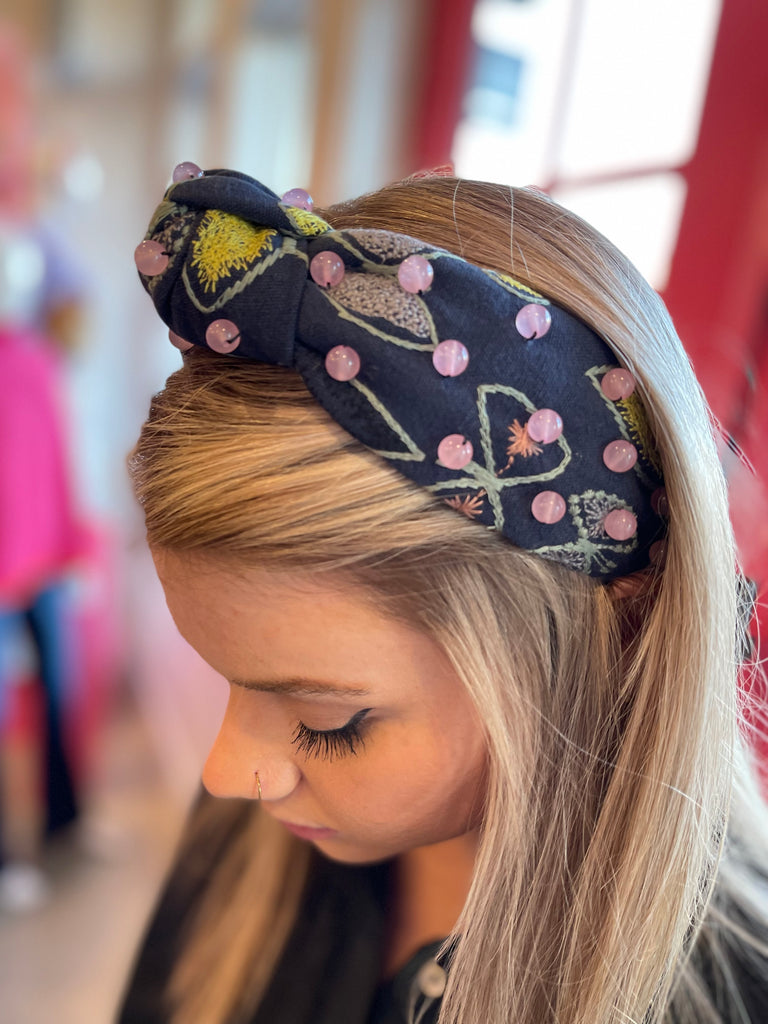 Embroidered Canvas Butterfly Headband