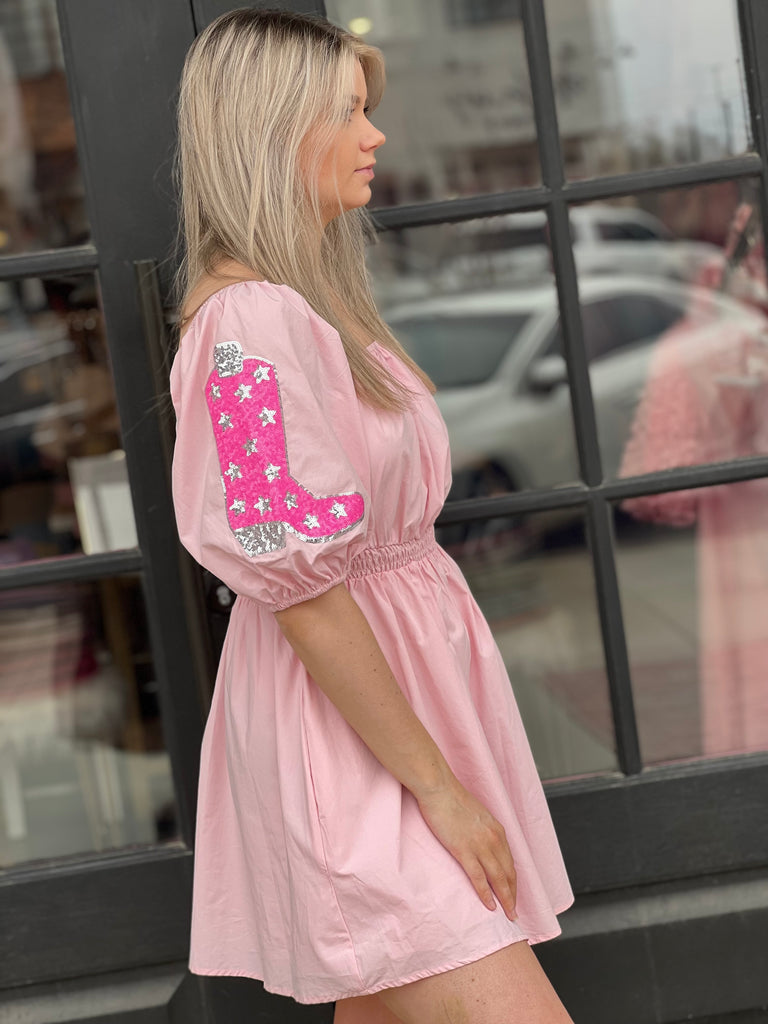 Cowgirl in Pink Dress