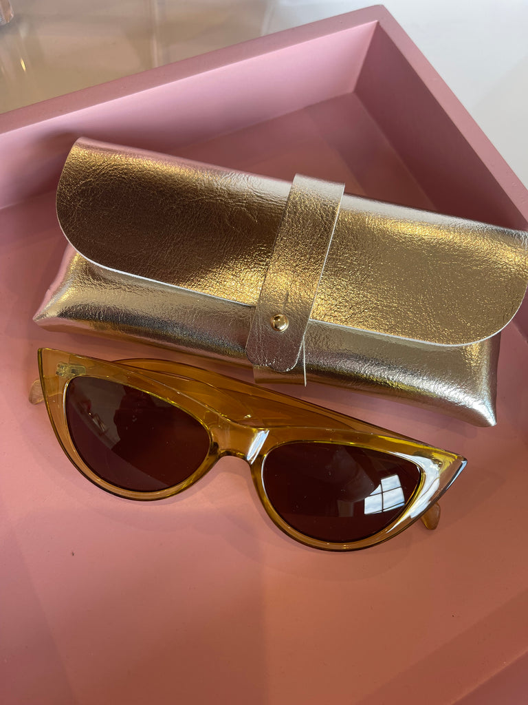 Cat Eye Sunglass- Gold Acrylic