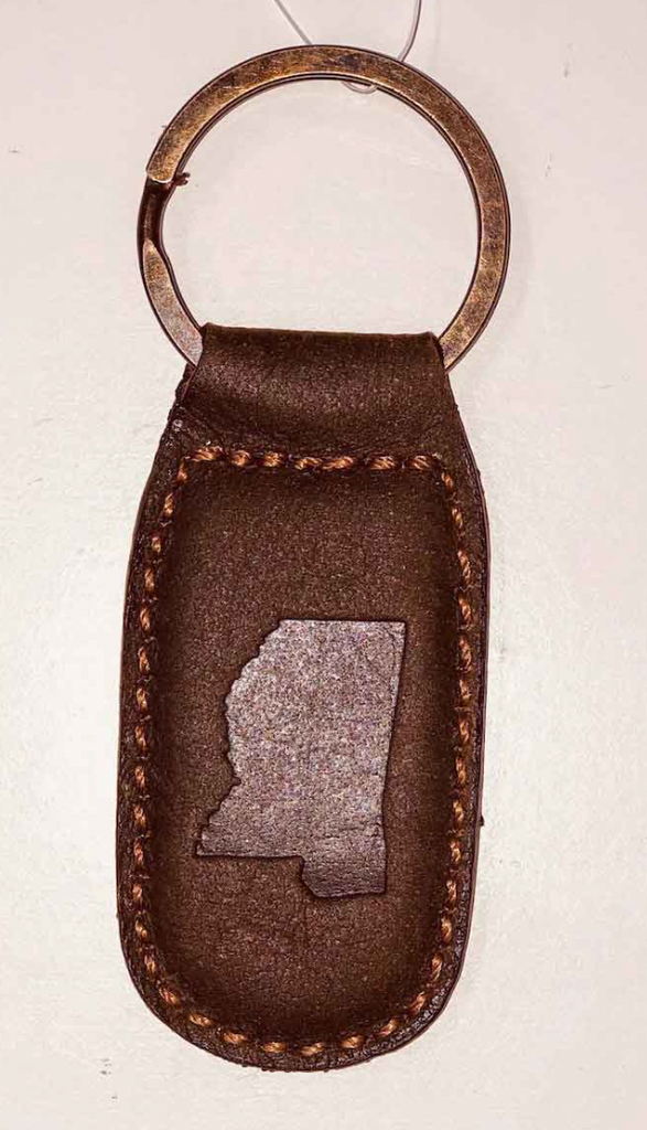Mississippi Leather Embossed Keychain