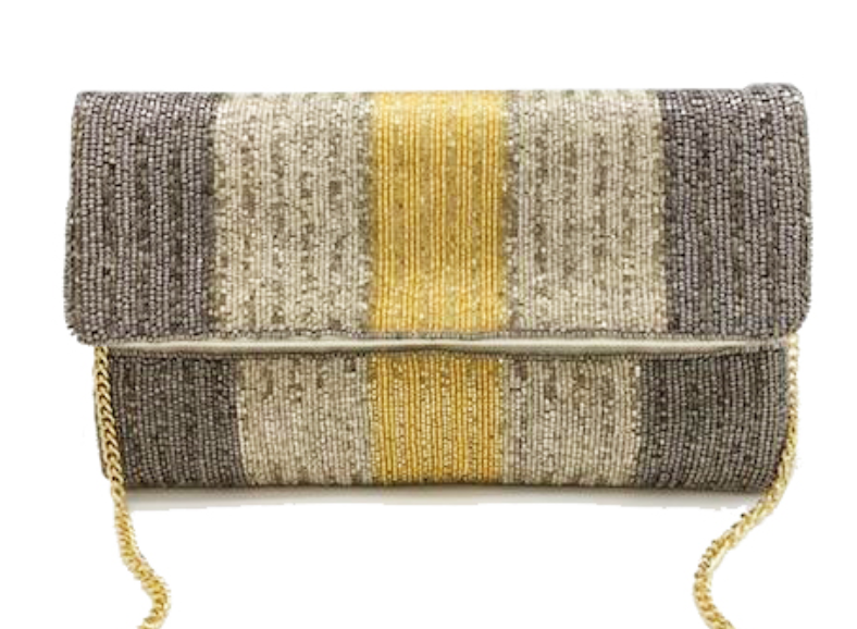 Silver and Gold Beaded Clutch