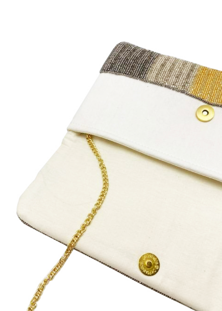 Silver and Gold Beaded Clutch
