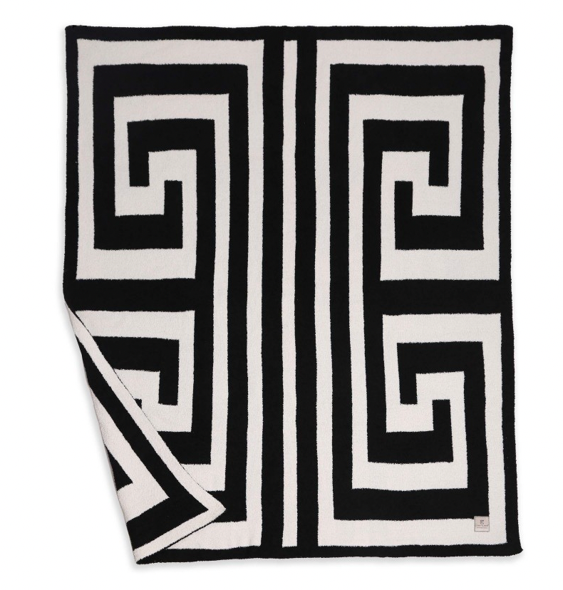 Comfy Greek Key Blanket- Black