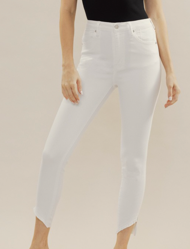 Angle Cut Skinny Jeans-White