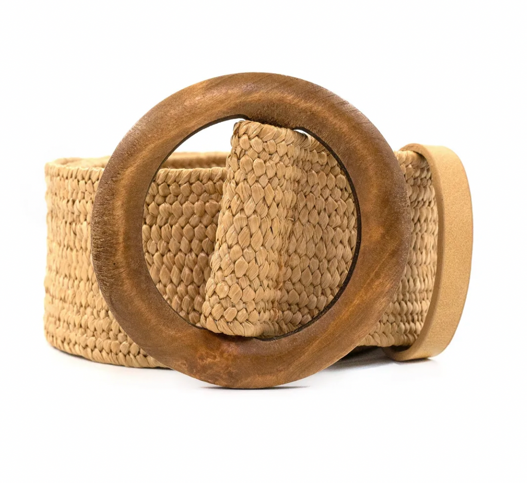 Wooden Buckle Belt-Khaki