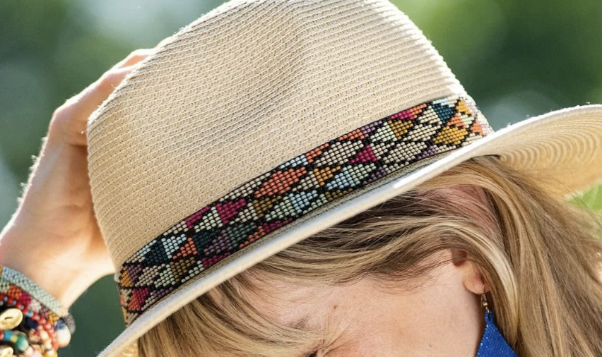 Beaded Hat/Hair Band-Colorful Diamonds