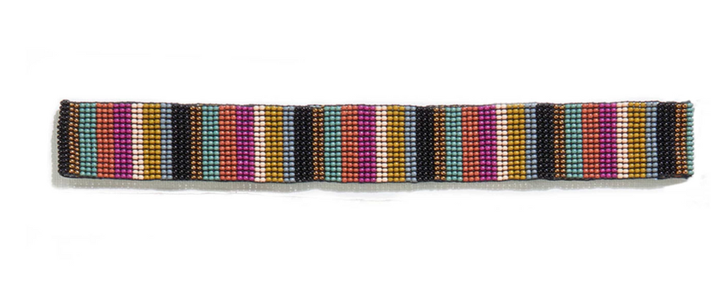 Beaded Hat/Hair Band - Striped Purple