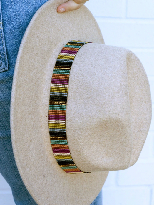 Beaded Hat/Hair Band - Striped Purple