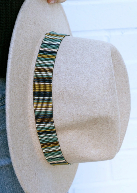 Beaded Hat/Hair Band-Blue Stripe