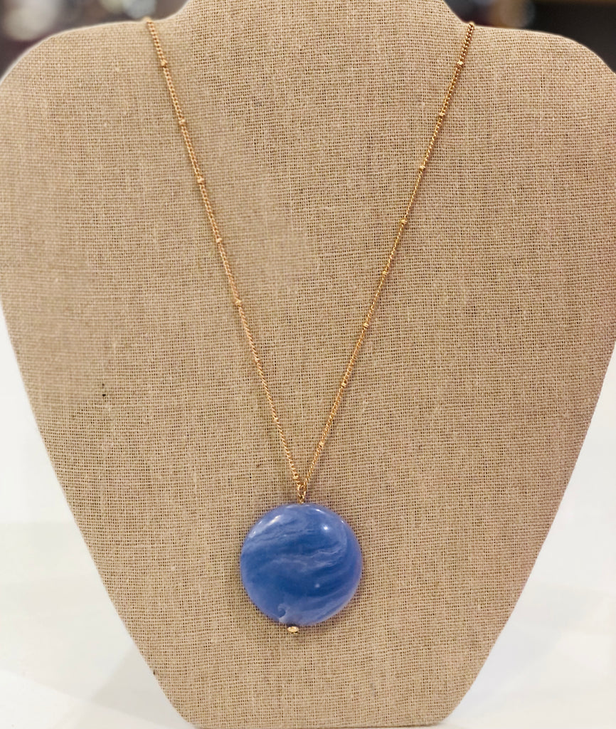 Blue Marble Pendant Necklace